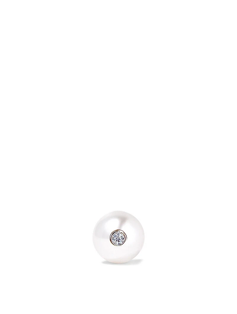 Oasis 18K Gold Pearl Stud Earring With Diamond