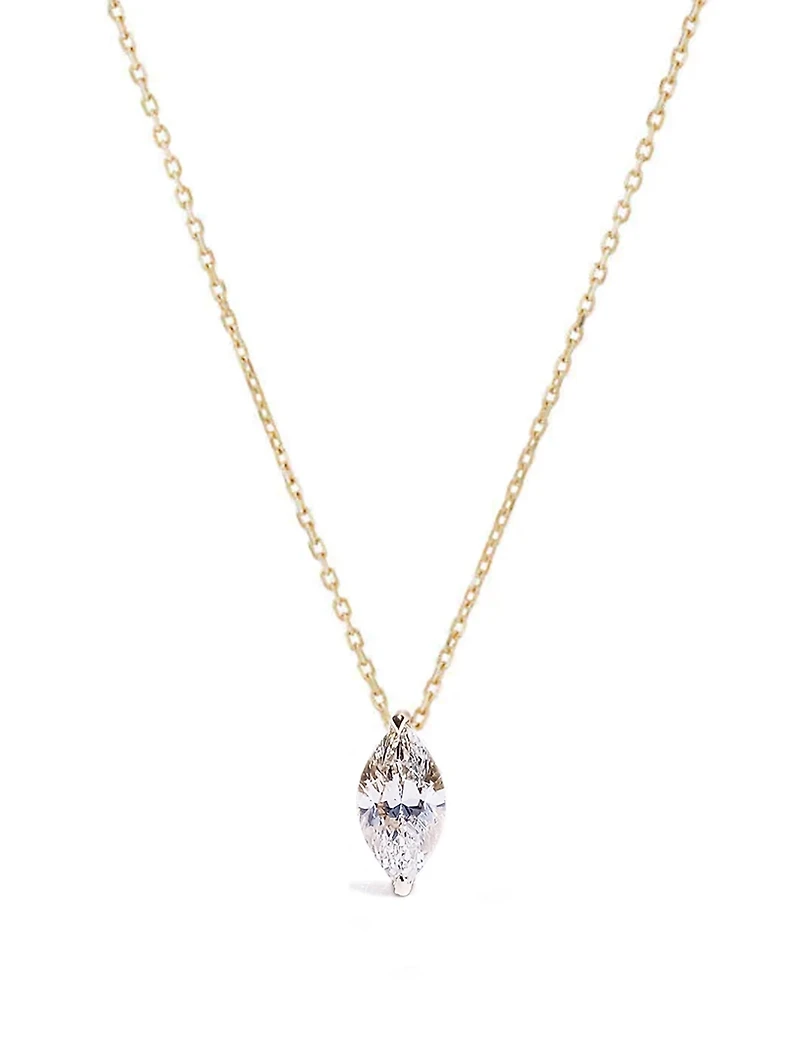 Mini Marquise 18K Gold Necklace With Diamond