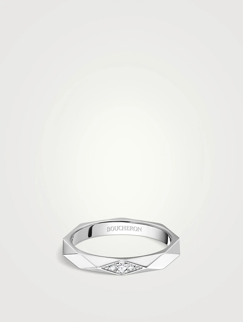 Facette Platinum Wedding Band With Diamonds