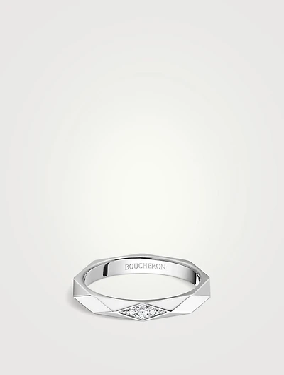 Facette Platinum Wedding Band With Diamonds
