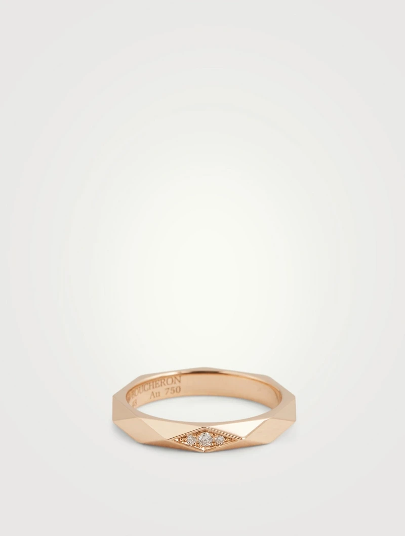 Facette 18K Rose Gold Wedding Band With Diamonds