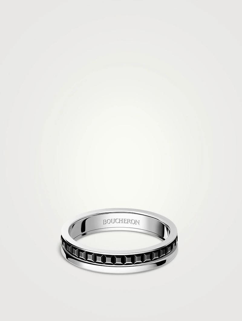 Black Edition Quatre White Gold Wedding Band With PVD
