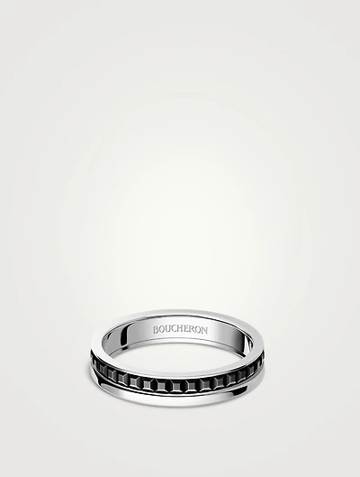 Black Edition Quatre White Gold Wedding Band With PVD