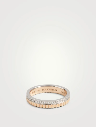 Radiant Edition Quatre White And Rose Gold Wedding Band With Diamonds