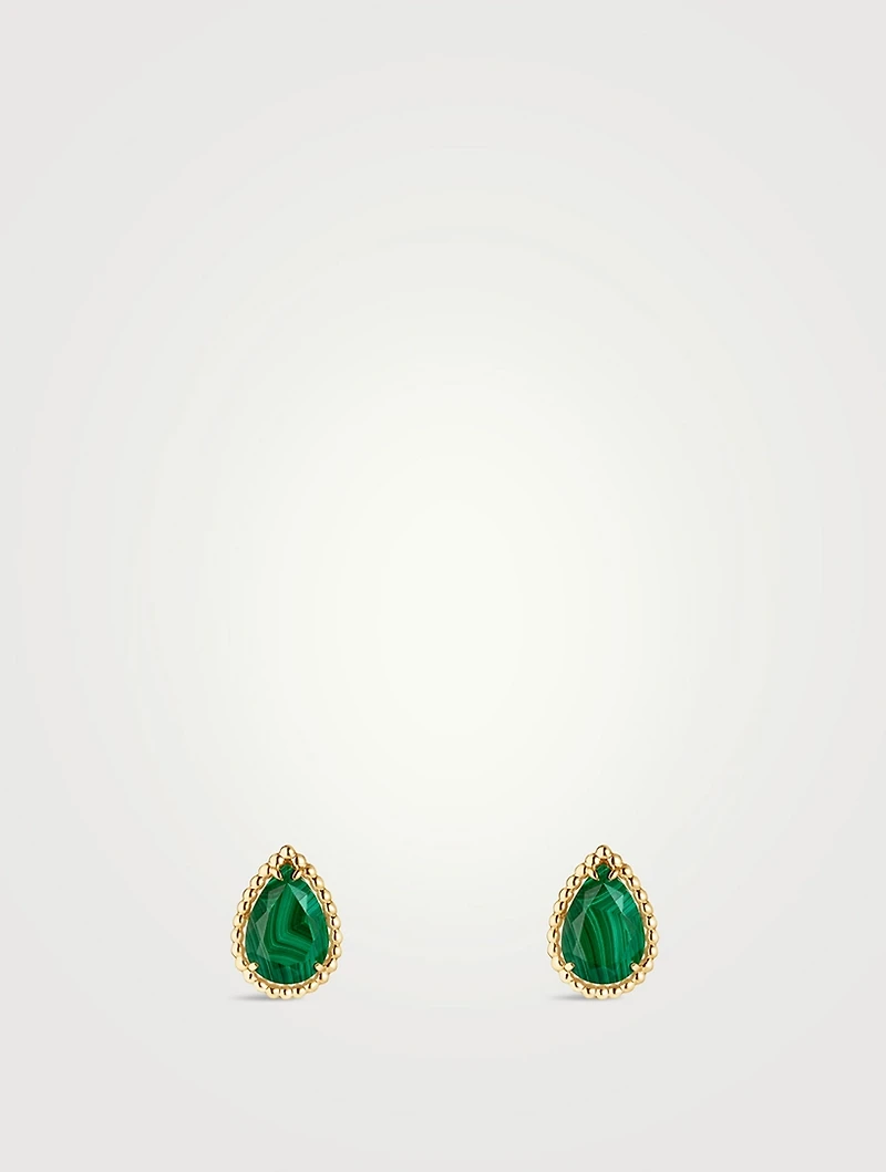 Serpent Bohème Gold Earrings With Malachite