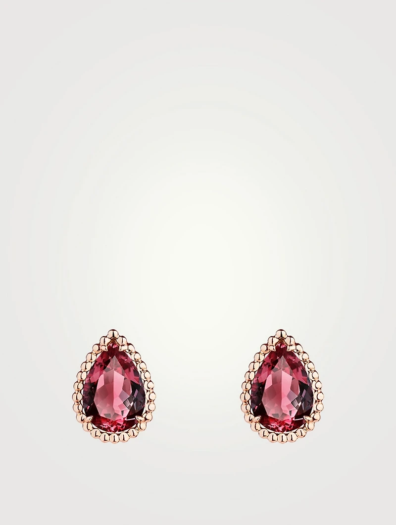 Serpent Bohème Rose Gold Stud Earrings With Rhodolite Garnet