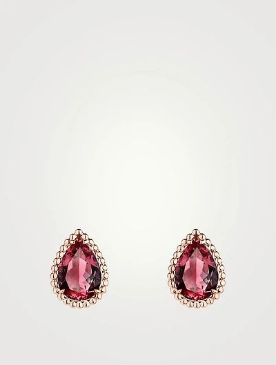 Serpent Bohème Rose Gold Stud Earrings With Rhodolite Garnet