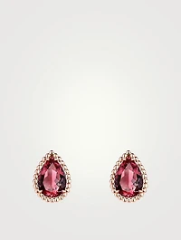 Serpent Bohème Rose Gold Stud Earrings With Rhodolite Garnet