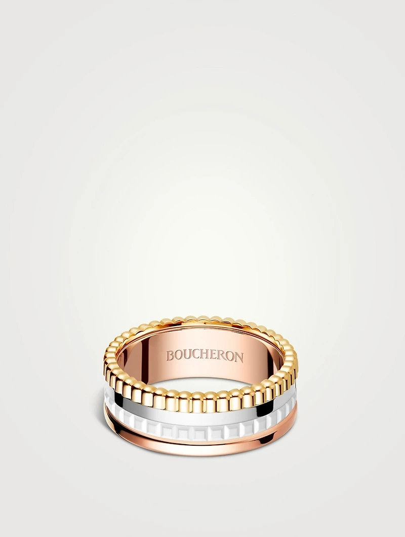 Small White Edition Quatre Gold Ring With Ceramic