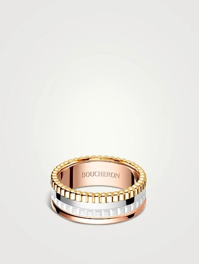 Small White Edition Quatre Gold Ring With Ceramic