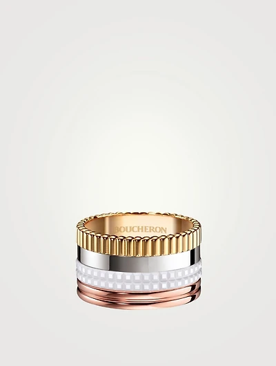 Large White Edition Quatre Gold Ring With Ceramic