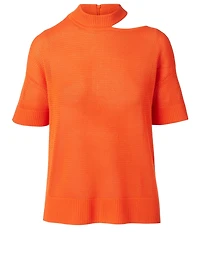 Wool Short-Sleeve Sweater With Cut-Out