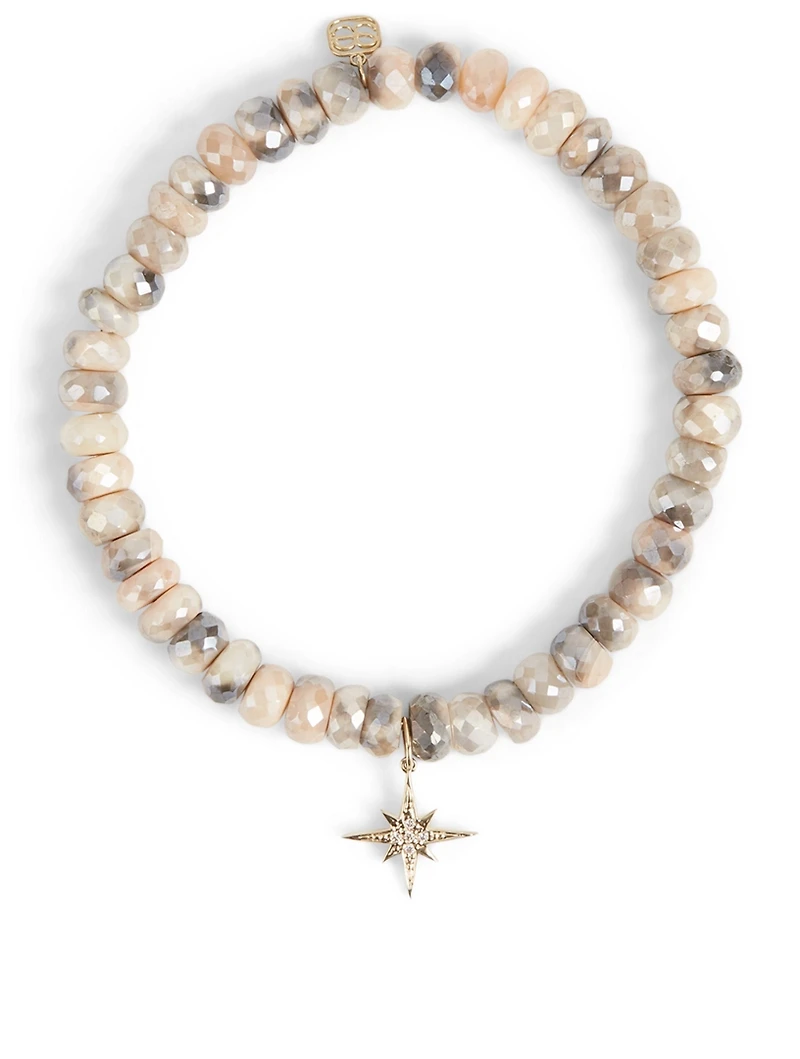 Beaded Bracelet With 14K Gold Small Diamond Starburst Charm