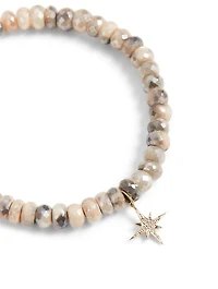 Beaded Bracelet With 14K Gold Small Diamond Starburst Charm