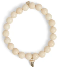 Beaded Bracelet With 14K Gold Pyrite And Diamond Horn Charm