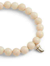 Beaded Bracelet With 14K Gold Pyrite And Diamond Horn Charm