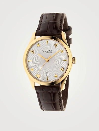 G-Timeless Gold PVD Alligator Strap Watch