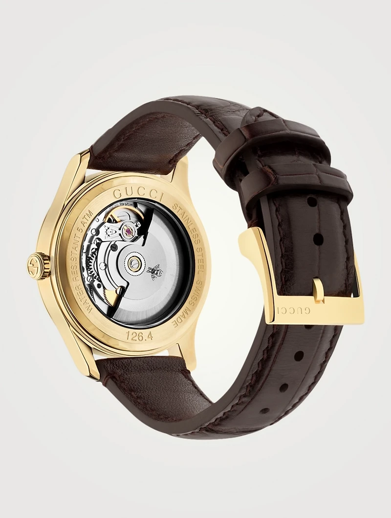 G-Timeless Gold PVD Alligator Strap Watch