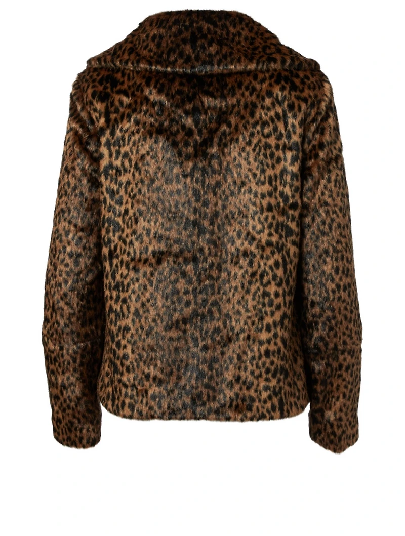 Elvira Faux Fur Coat Leopard Print
