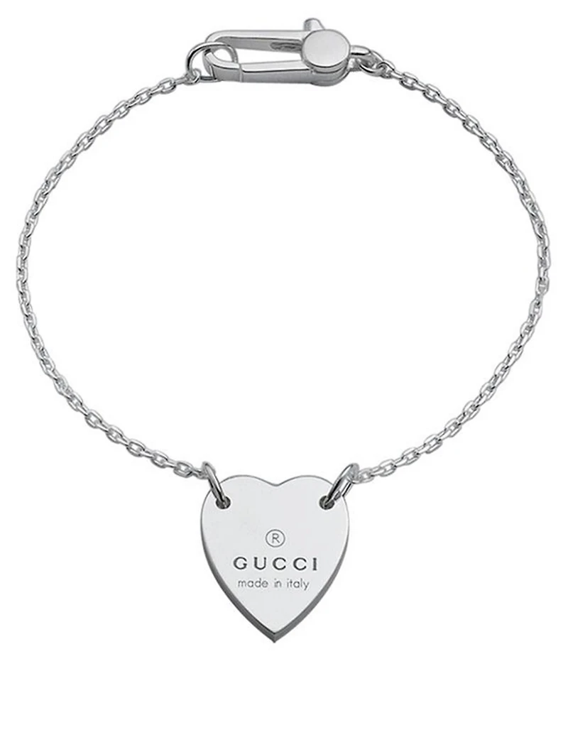 Silver Heart Bracelet With Gucci Trademark