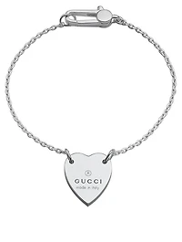 Silver Heart Bracelet With Gucci Trademark