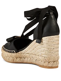 Geranio Leather Wedge Espadrilles