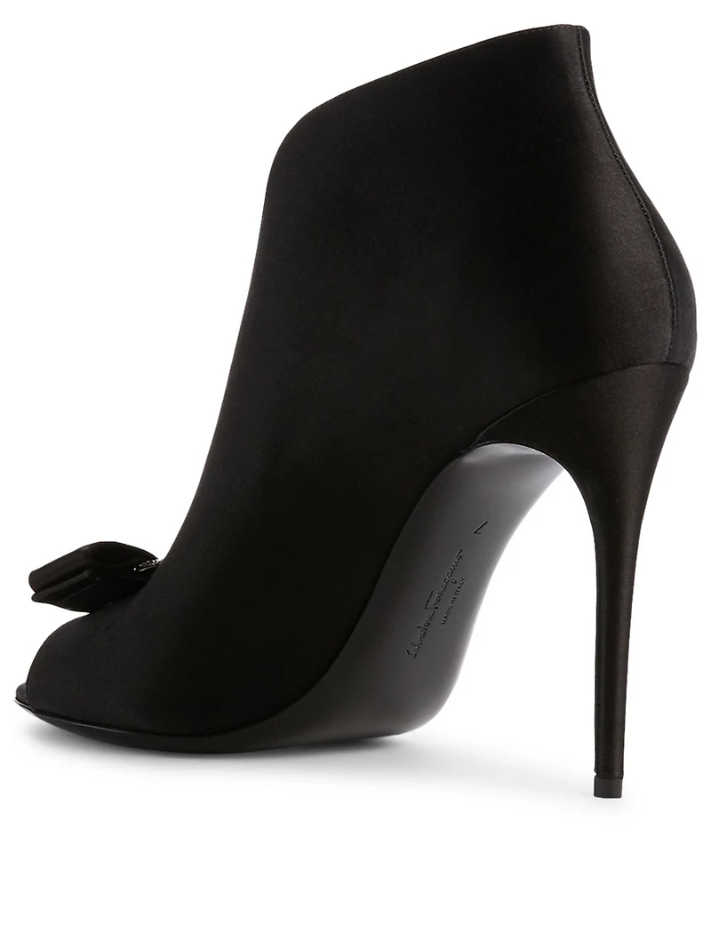 Lara 105 Satin Peep-Toe Heeled Ankle Boots