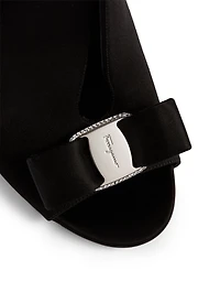 Lara 105 Satin Peep-Toe Heeled Ankle Boots