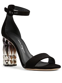 Azalea Suede Refracted-Heel Sandals