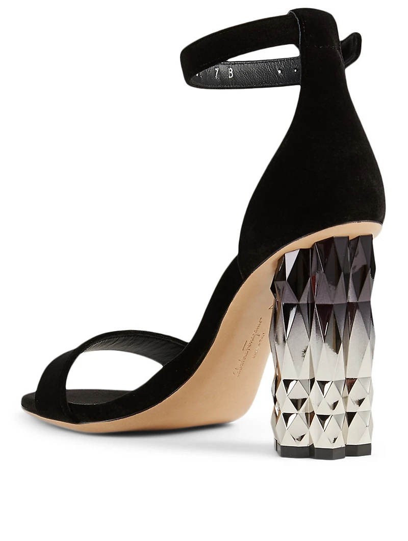 Azalea Suede Refracted-Heel Sandals