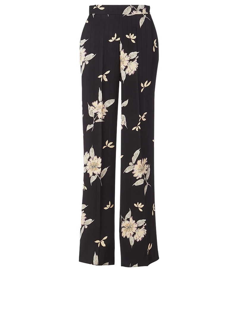 Pinstripe Tailored Pants Floral Print