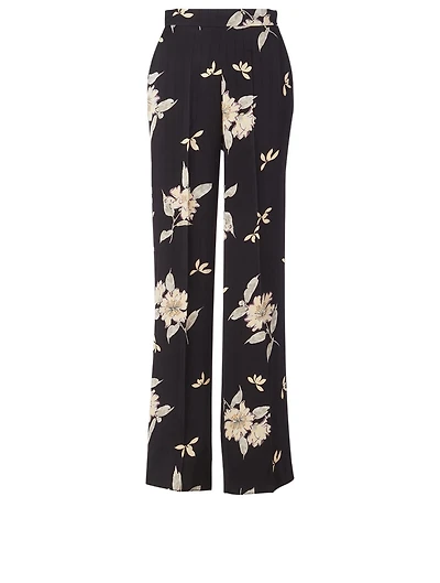 Pinstripe Tailored Pants Floral Print
