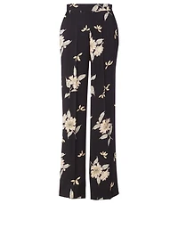 Pinstripe Tailored Pants Floral Print