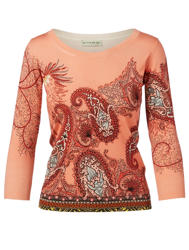 Silk Stretch Top Paisley Print