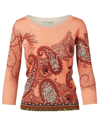 Silk Stretch Top Paisley Print