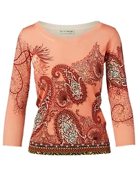 Silk Stretch Top Paisley Print