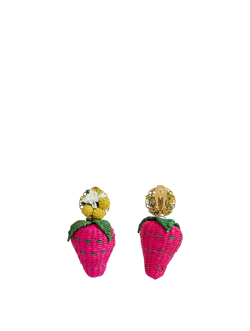 Strawberry Iraca Palm Drop Earrings