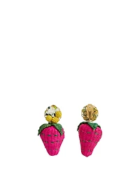 Strawberry Iraca Palm Drop Earrings