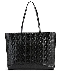 Quilted Shiny Leather Tote Bag