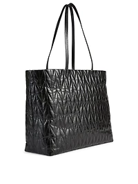 Quilted Shiny Leather Tote Bag
