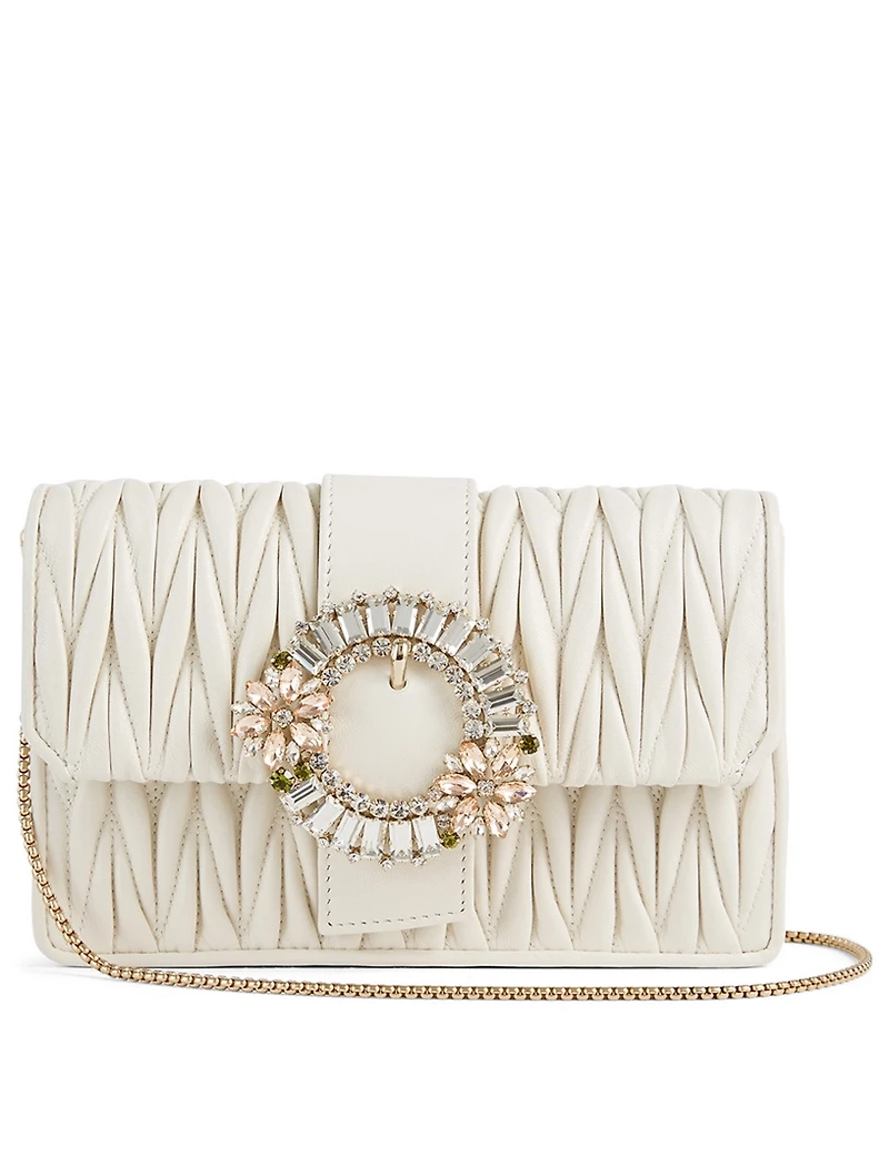 Matelassé Leather Clutch Bag With Jewel Buckle