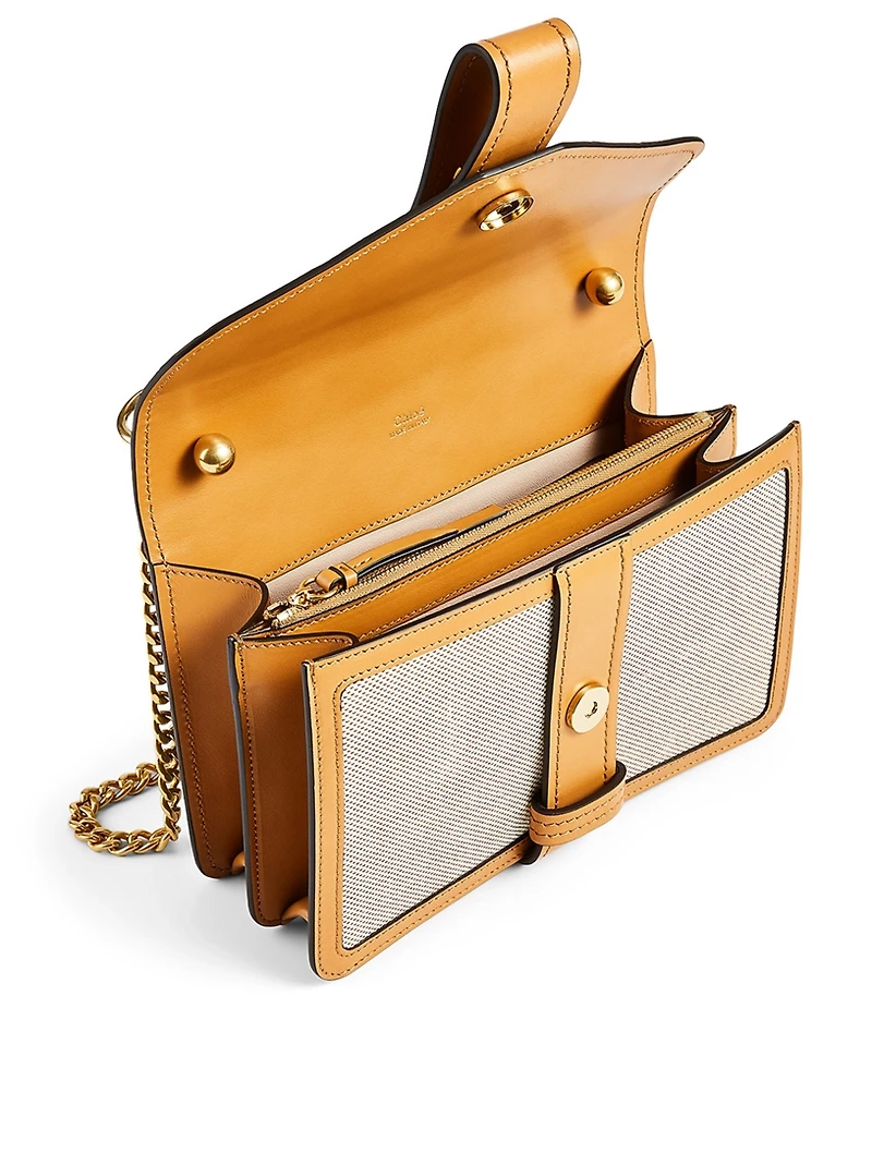 Mini Aby Leather And Canvas Chain Shoulder Bag
