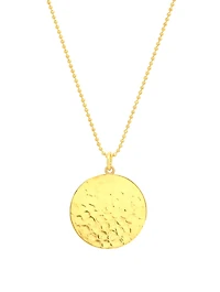 18K Gold Hammered Disc Pendant Necklace