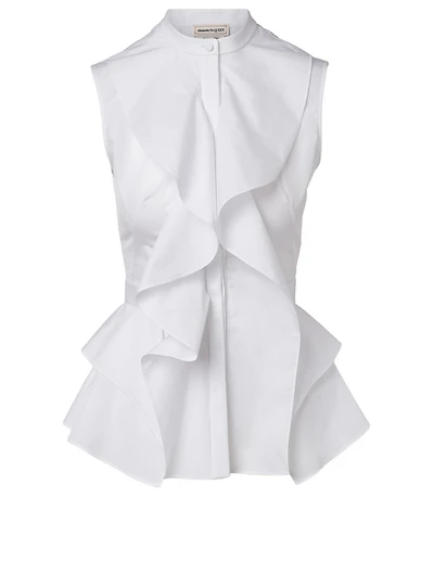 Cotton Sleeveless Ruffle Shirt