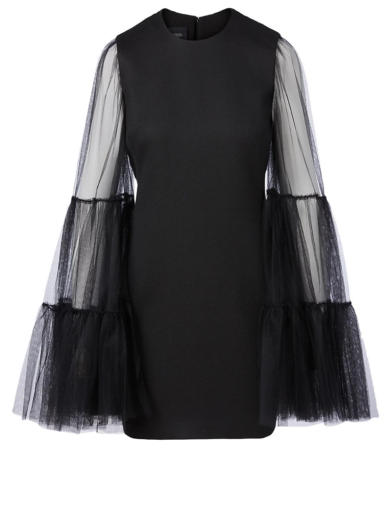 Tulle-Sleeve Mini Dress
