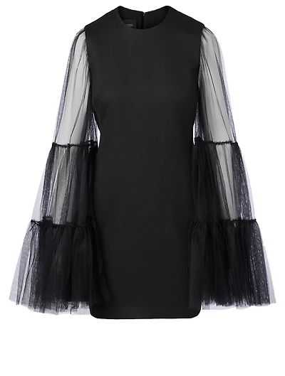 Tulle-Sleeve Mini Dress