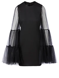 Tulle-Sleeve Mini Dress