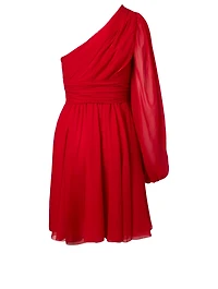 Silk One-Shoulder Dress