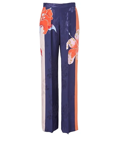 Silk-Blend Pants Lily Print