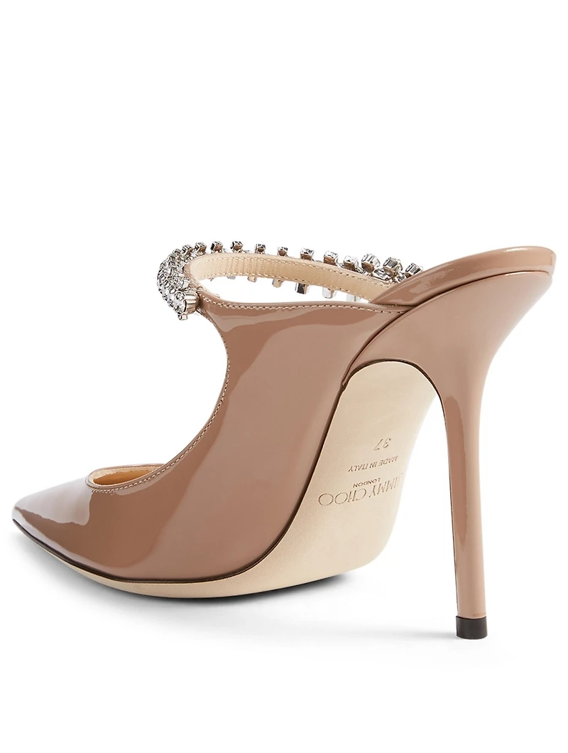 Bing 100 Patent Leather Mules With Crystal Strap